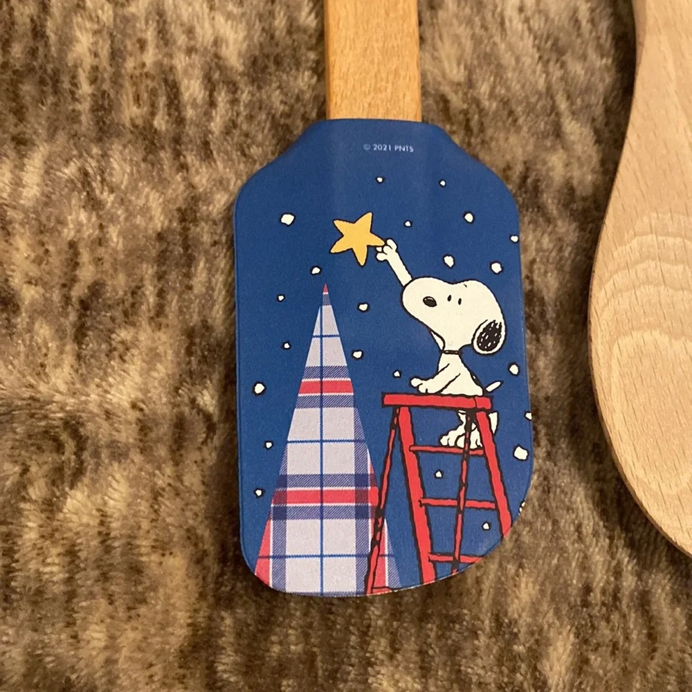 Peanuts Snoopy Christmas Holiday Silicon Spatula &‎ Wooden Spoon Set